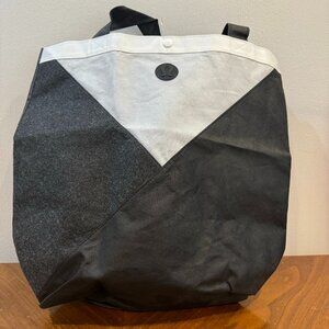 Lululemon White/Black Felt Reusable Shopping Tote Bag with Black Logo